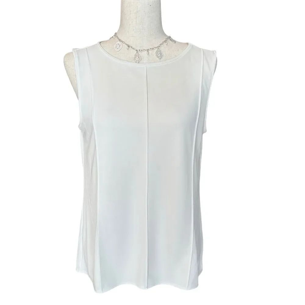 Womens Sleeveless Blouse Ivory / Light Cream Size Large